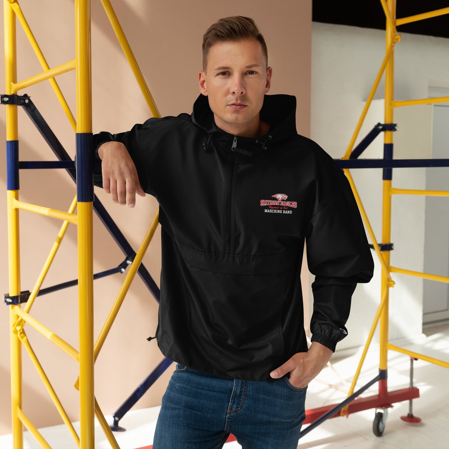 Regiment of Red Embroidered Champion Rain/Wind Packable Jacket